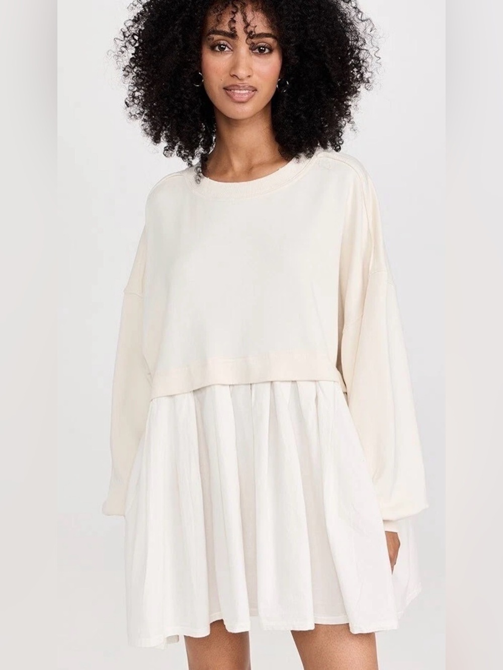 Free People Eleanor Sweatshirt Tunic Dress Long Sleeve Oversized Cotton XS NWT